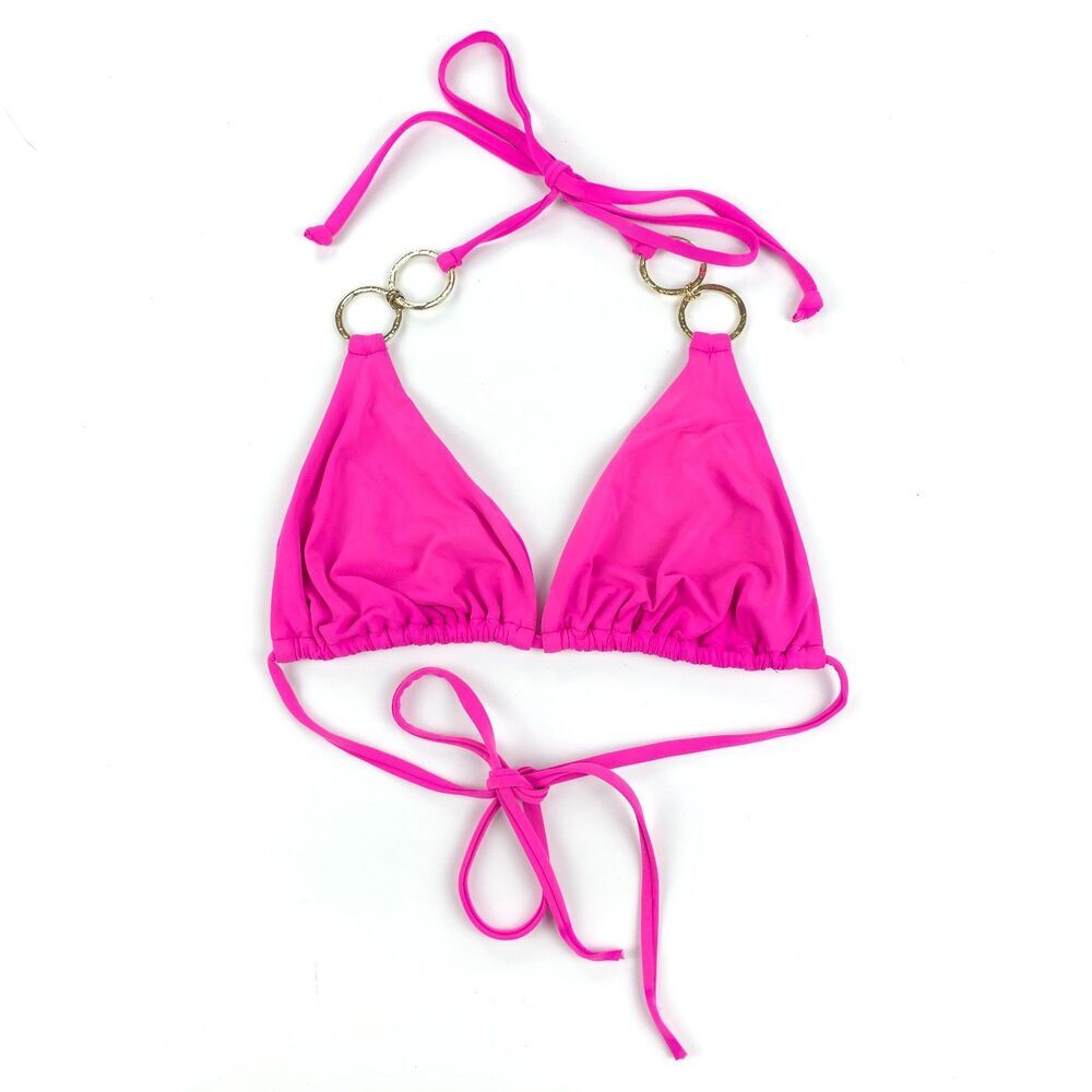 BEACH BUNNY Nadia Triangle Bikini Top Hot Pink Barbie 90s Y2k Baddie Sexy Boho